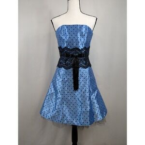 Gunne Sax Y2K Strapless Mini Dress Size 3 Lace Bow Coquette Whimsigoth Goth 2856